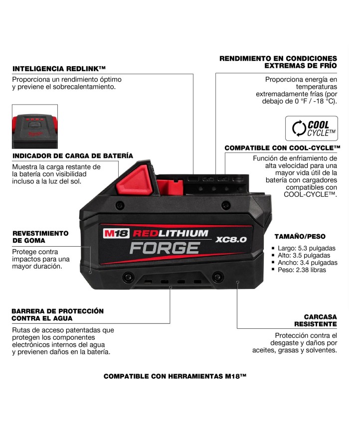 PROMO ABRIL: Linterna Milwaukee magnética tipo pinza M18™ ROVER™ (2358-20) 1500 lumens GRATIS: Batería M18™ FORGE™ XC 8.0 AMP