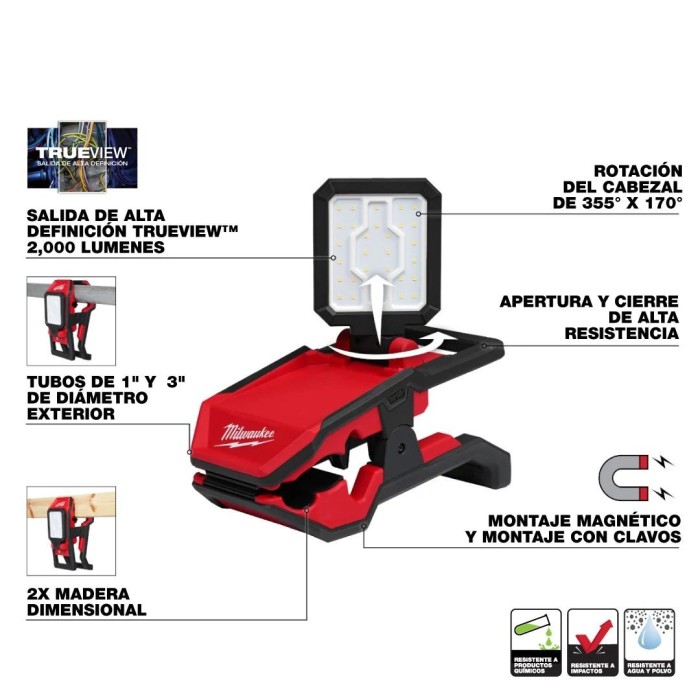 PROMO ABRIL: Linterna Milwaukee magnética tipo pinza M18™ ROVER™ (2358-20) 1500 lumens GRATIS: Batería M18™ FORGE™ XC 8.0 AMP