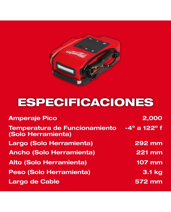 PROMO MILWAUKEE: Arrancador Milwaukee 1000 A M18™ (3841-20) GRATIS batería M18™ FORGE™ XC 8.0 AMP (48-11-1881)