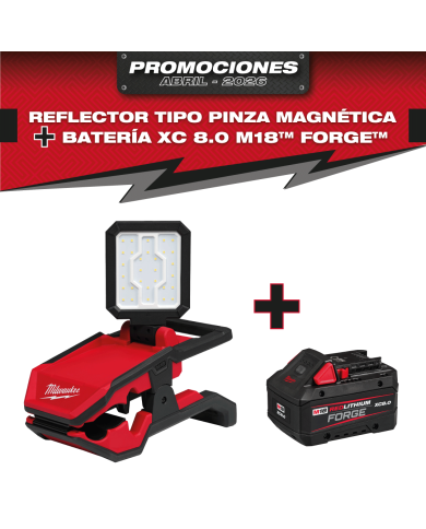 PROMO ABRIL: Linterna Milwaukee magnética tipo pinza M18™ ROVER™ (2358-20) 1500 lumens GRATIS: Batería M18™ FORGE™ XC 8.0 AMP