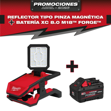 PROMO ABRIL: Linterna Milwaukee magnética tipo pinza M18™ ROVER™ (2358-20) 1500 lumens GRATIS: Batería M18™ FORGE™ XC 8.0 AMP