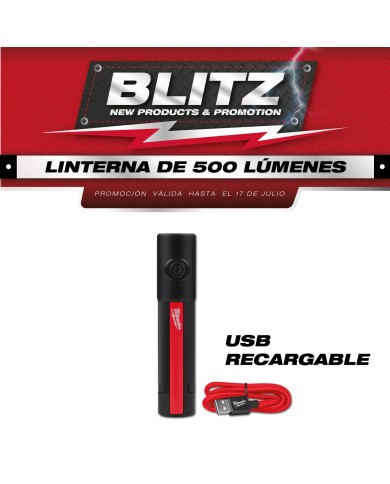 PROMO MILWAUKEE: Linterna de mano USB recargable Milwaukee 500 lúmenes (2011R)