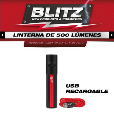 PROMO MILWAUKEE: Linterna de mano USB recargable Milwaukee 500 lúmenes (2011R)