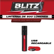 PROMO MILWAUKEE: Linterna de mano USB recargable Milwaukee 500 lúmenes (2011R)
