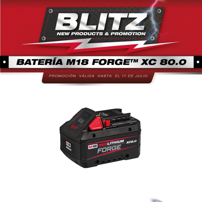 PROMO MILWAUKEE: Batería M18™ REDLITHIUM™ FORGE™ XC8.0 Milwaukee (48-11-1881)