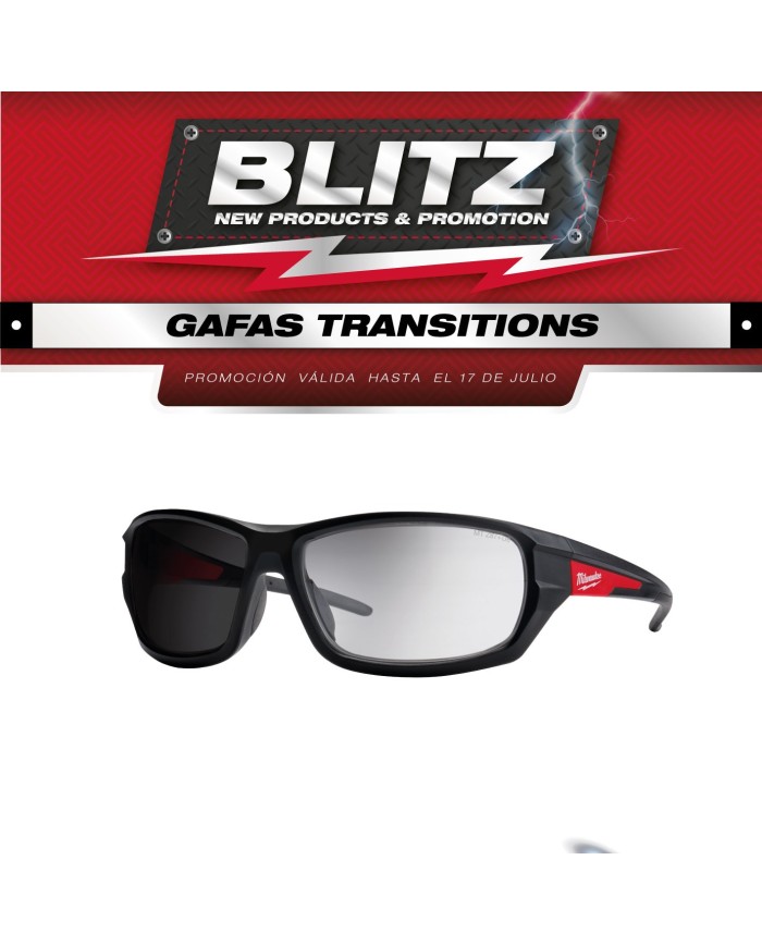 PROMO MILWAUKEE: Gafas de protección Fotocromáticas con Lunas Transitions milwaukee (48-73-2128) antiempañantes