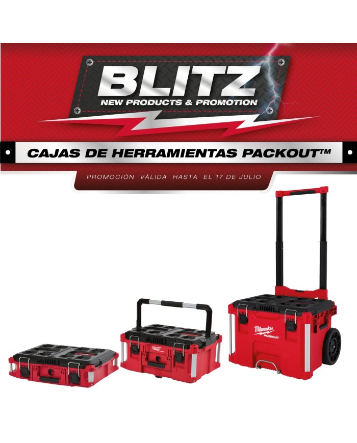 PROMO MILWAUKE: Caja rodante PACKOUT™ (48-22-8427)+ Caja PACKOUT 6" 5/8 (48-22-8424) +Caja PACKOUT 11" 1/8 (48-22-8425)