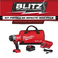 PROMO MILWAUKEE: Kit Pistola de impacto de 1/2" 1600 ft/lb + batería  XC 5.0 + 1 Cargador y bolso