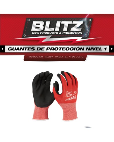 PROMO MILWAUKE: Guantes de nitrilo nivel de corte 1 (Tallas S, M, L) 48-22-8901 Milwaukee