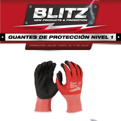 PROMO MILWAUKE: Guantes de nitrilo nivel de corte 1 (Tallas S, M, L) 48-22-8901 Milwaukee