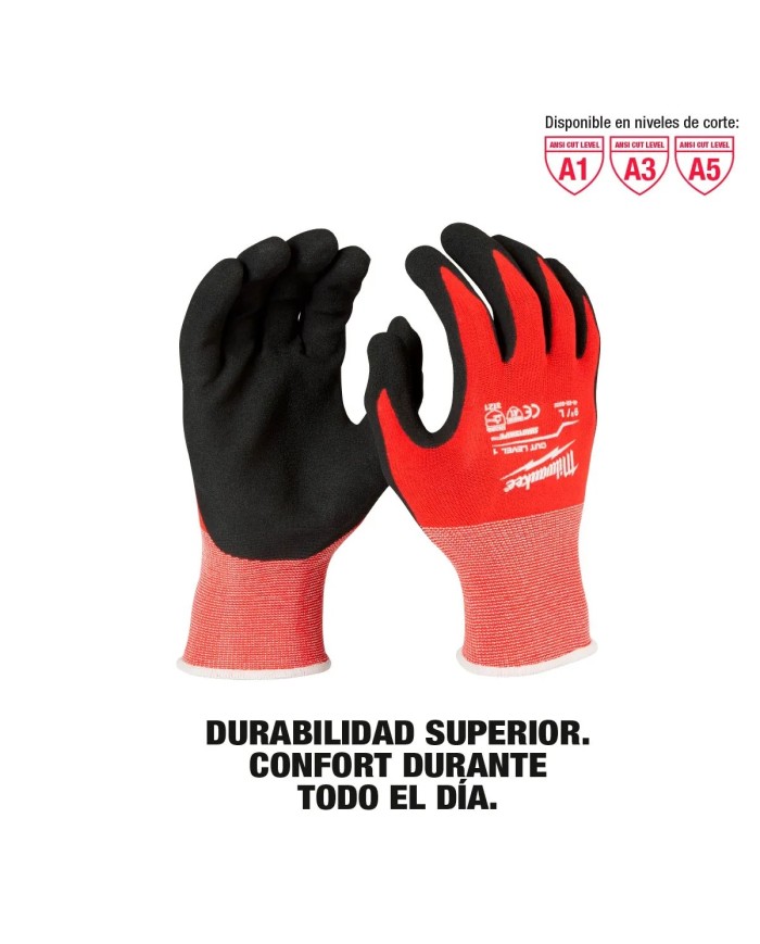 PROMO MILWAUKE: Guantes de nitrilo nivel de corte 1 (Tallas S, M, L) 48-22-8901 Milwaukee