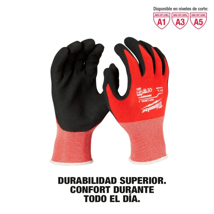 PROMO MILWAUKE: Guantes de nitrilo nivel de corte 1 (Tallas S, M, L) 48-22-8901 Milwaukee